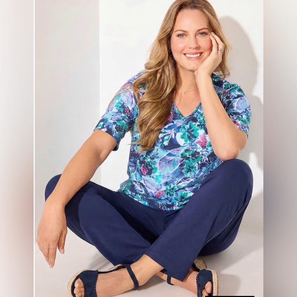 2X Petite Catherine’s NWT Suprema Straight Leg Pant Navy